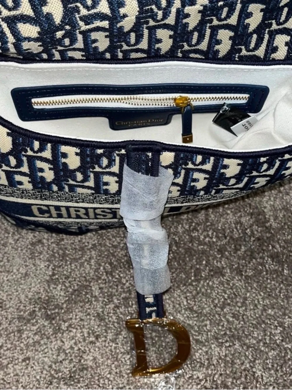 Cute fashion source unknown Navy and Beige Monogram Shoulder Bag